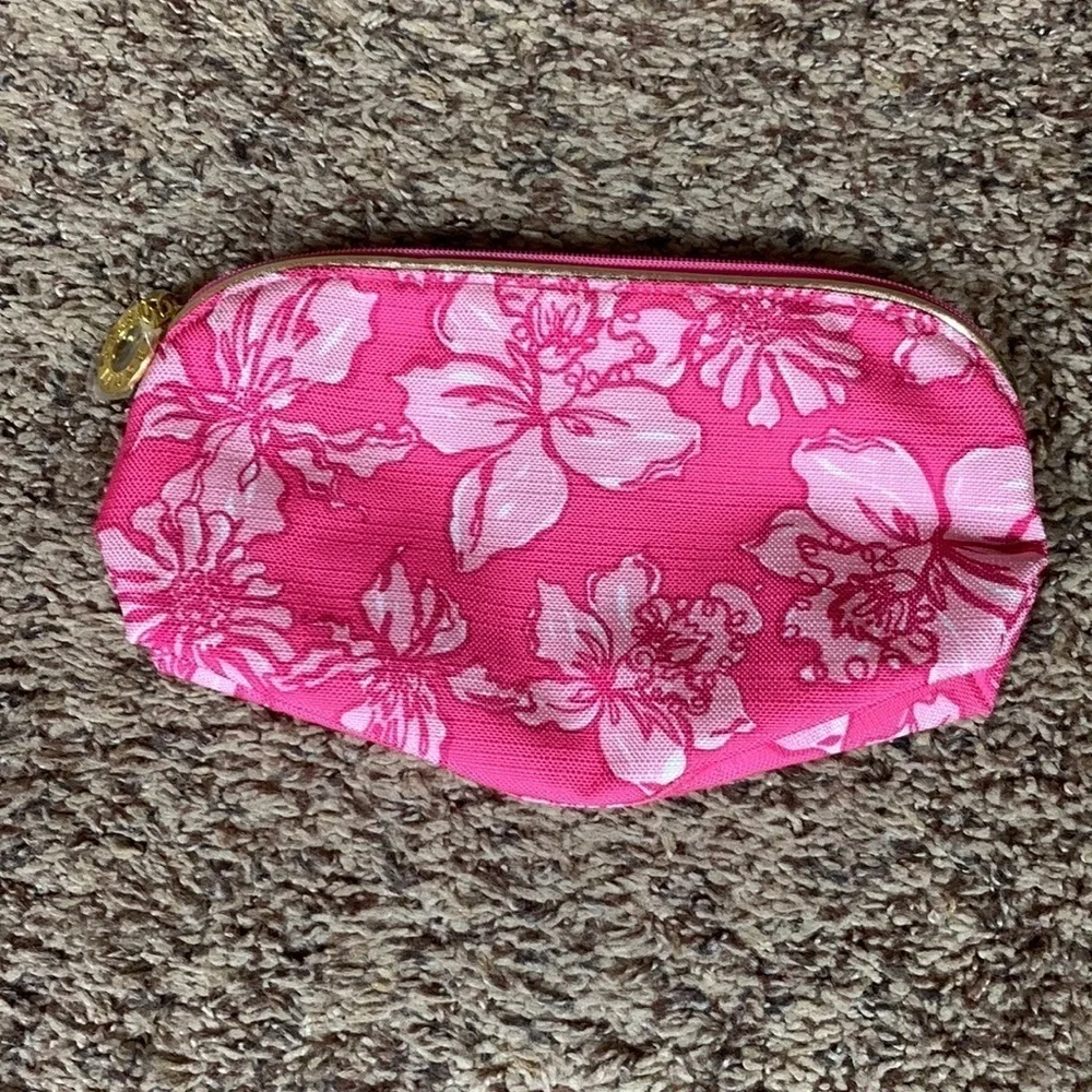Lilly Pulitzer for Estée Lauder pink floral cosmetic / makeup bag New